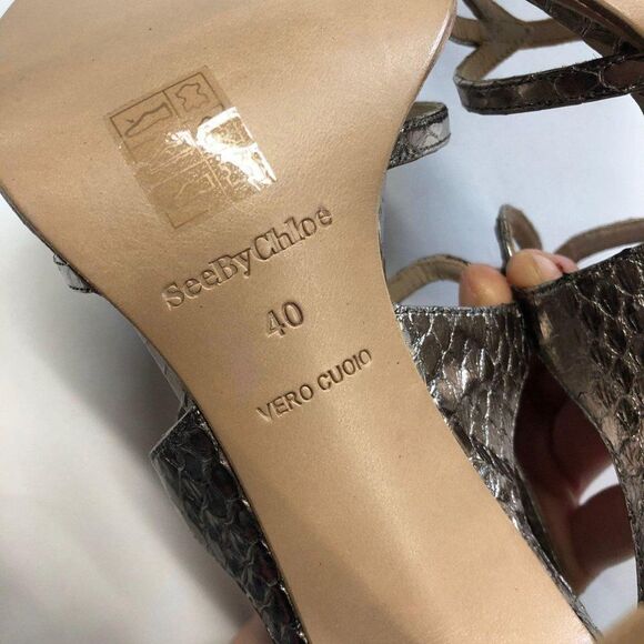 See By Chloe Snake Print High Heel Strappy Sandals - Picture 8 of 9